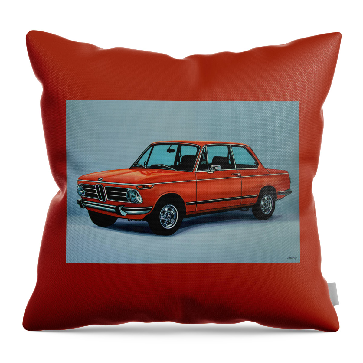 Bmw 2002 Throw Pillow featuring the painting BMW 2002 1968 Painting by Paul Meijering