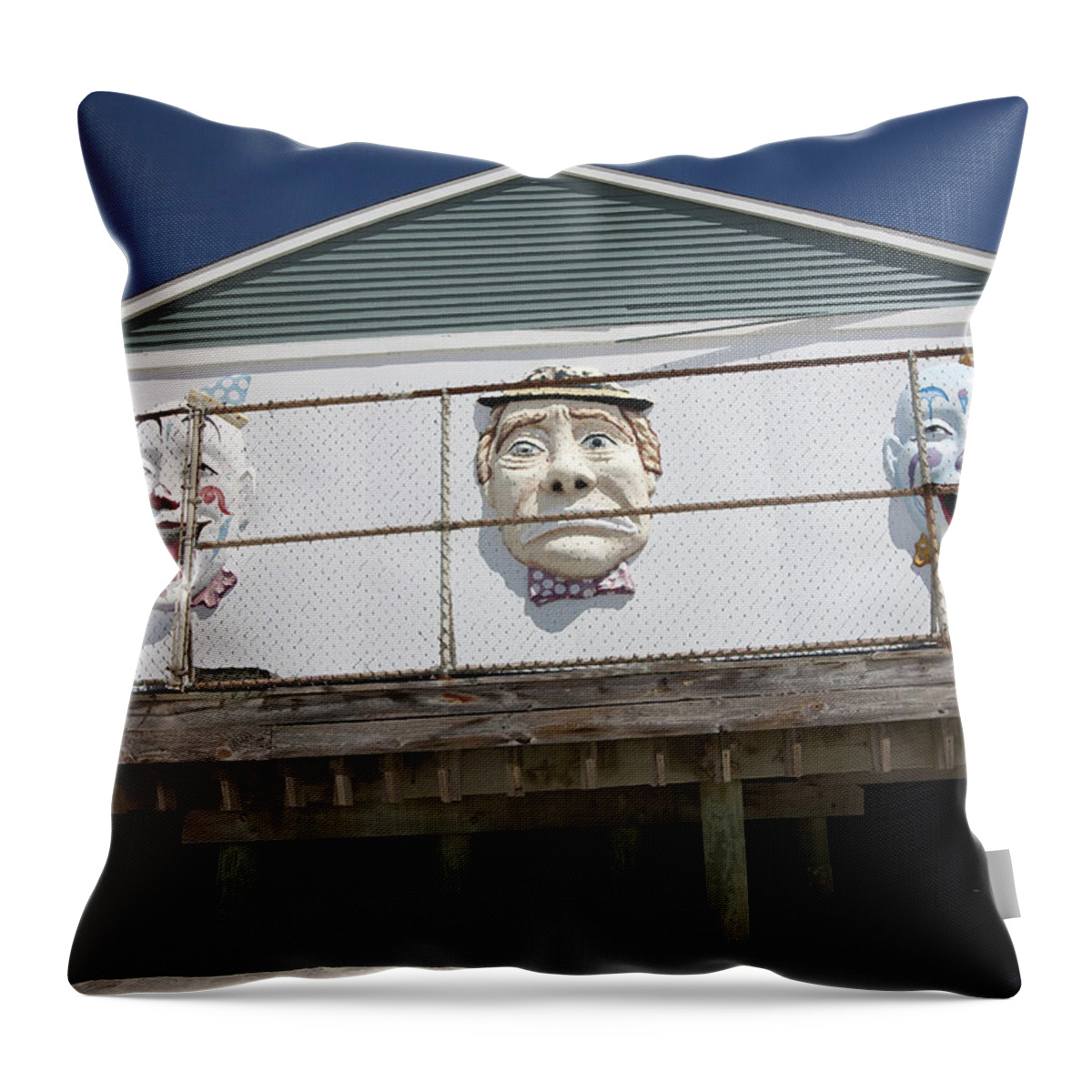 Clowns Throw Pillow featuring the photograph Boardwalk Clowns by Mary Haber