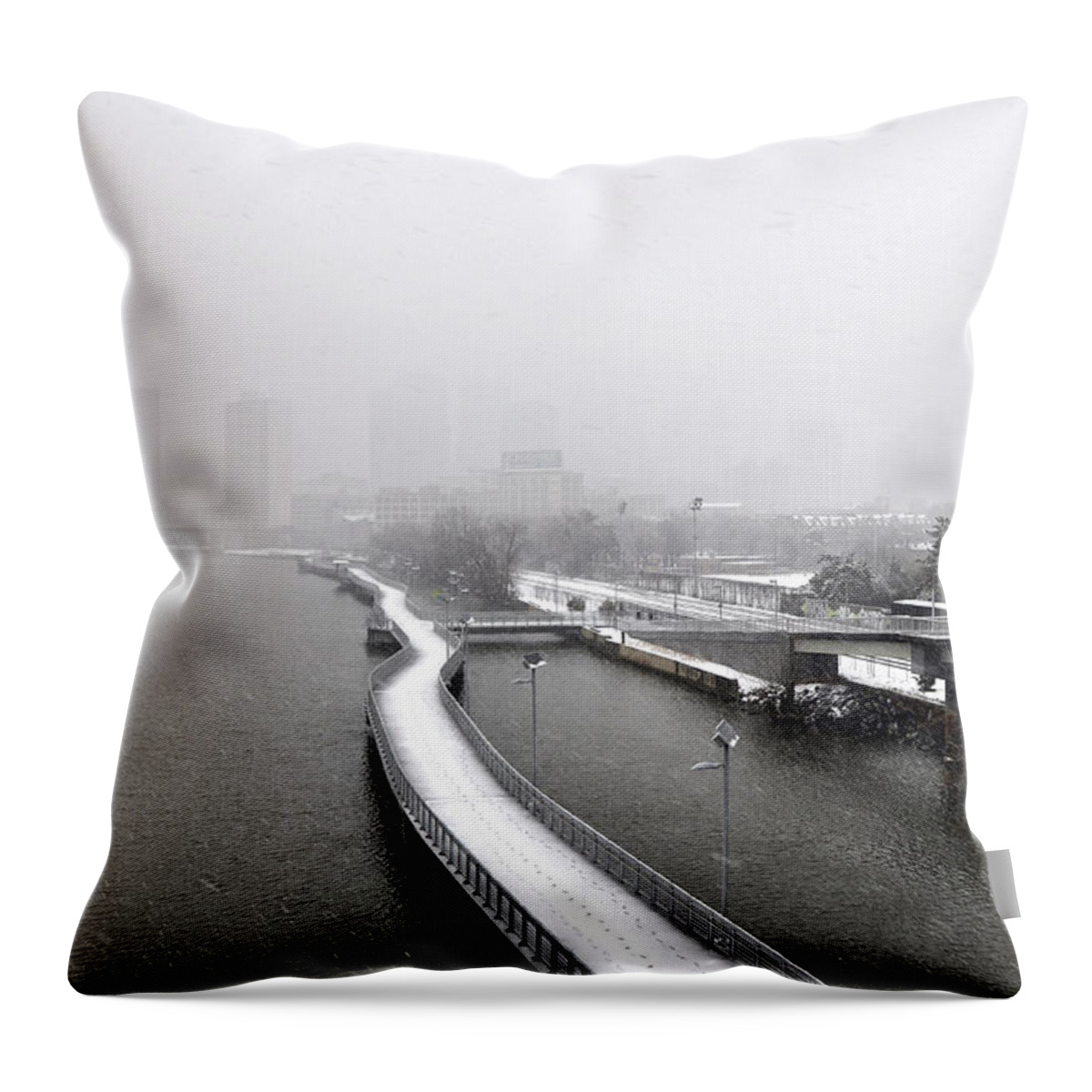 Boardwalk Throw Pillow featuring the photograph Boardwalk in Philadelphia by Andrew Dinh