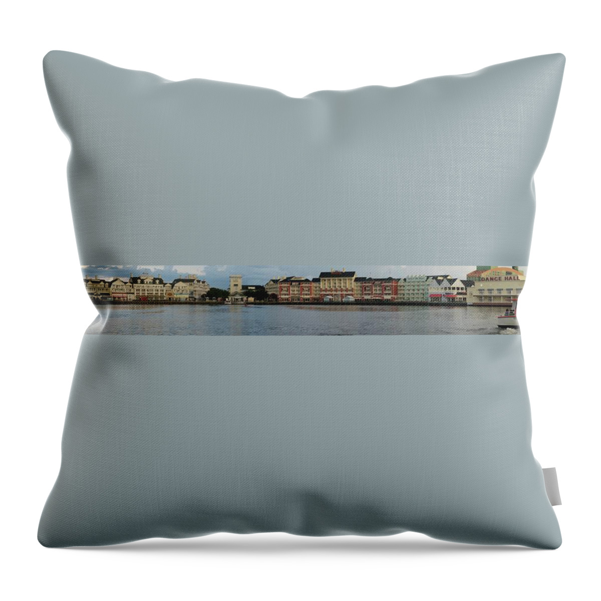 Panorama Throw Pillow featuring the photograph Boardwalk Panorama Walt Disney World MP by Thomas Woolworth