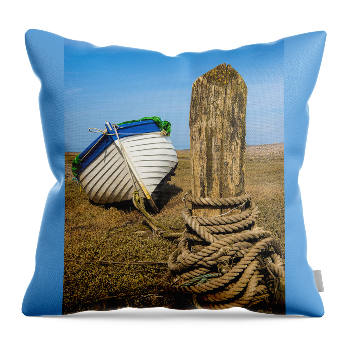 Boat Throw Pillow featuring the photograph Boat at Porlock Weir. by John Paul Cullen