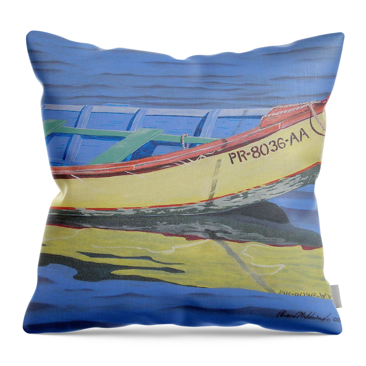 Realism Throw Pillow featuring the painting Boat by Edward Maldonado