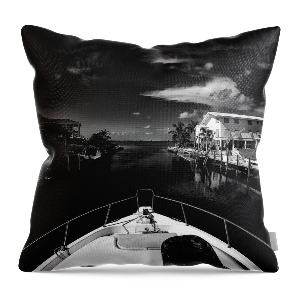Black & White Throw Pillow featuring the photograph Boat Ride by Kevin Cable