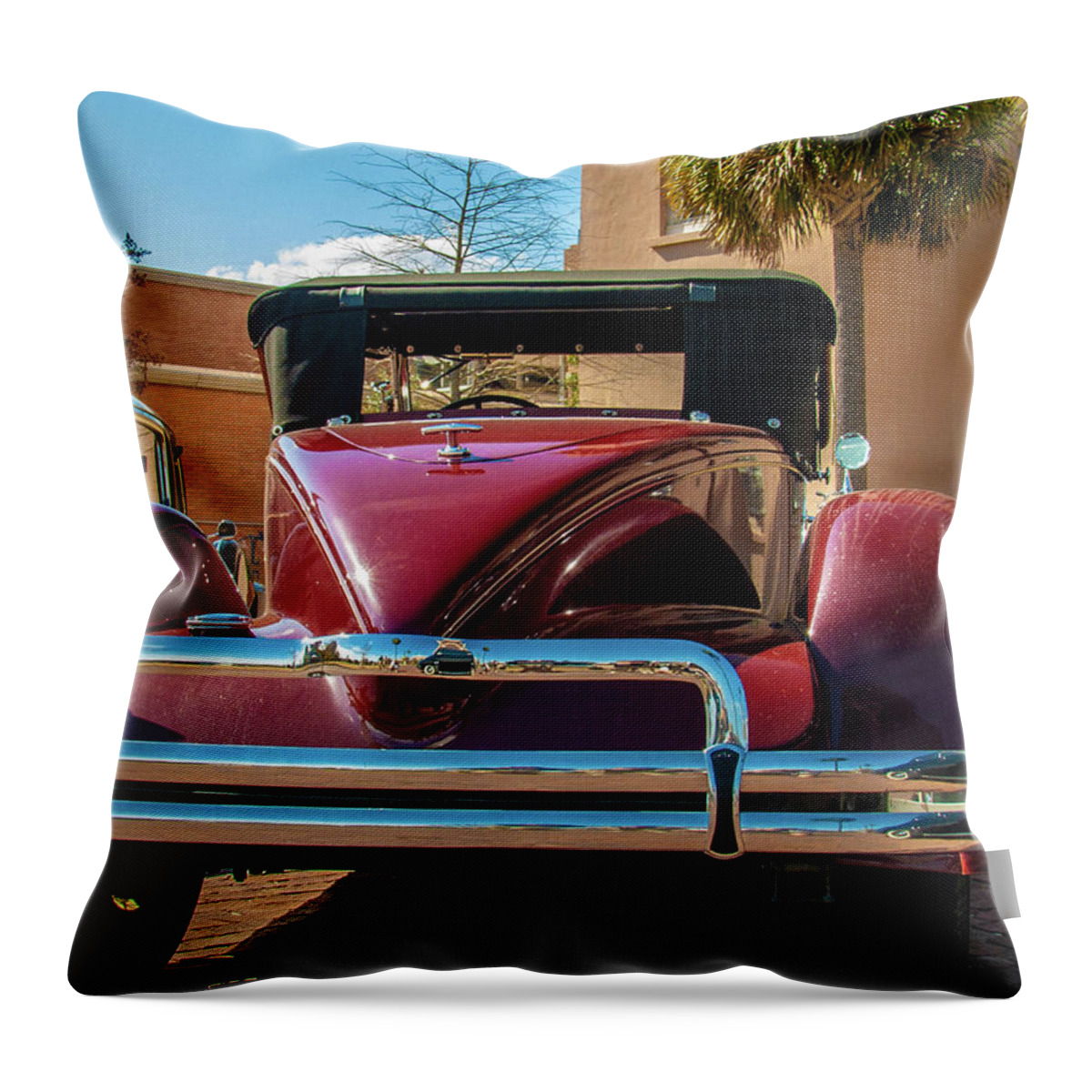 Automobile Throw Pillow featuring the photograph Boat Tail Antique Automobile by Louis Dallara