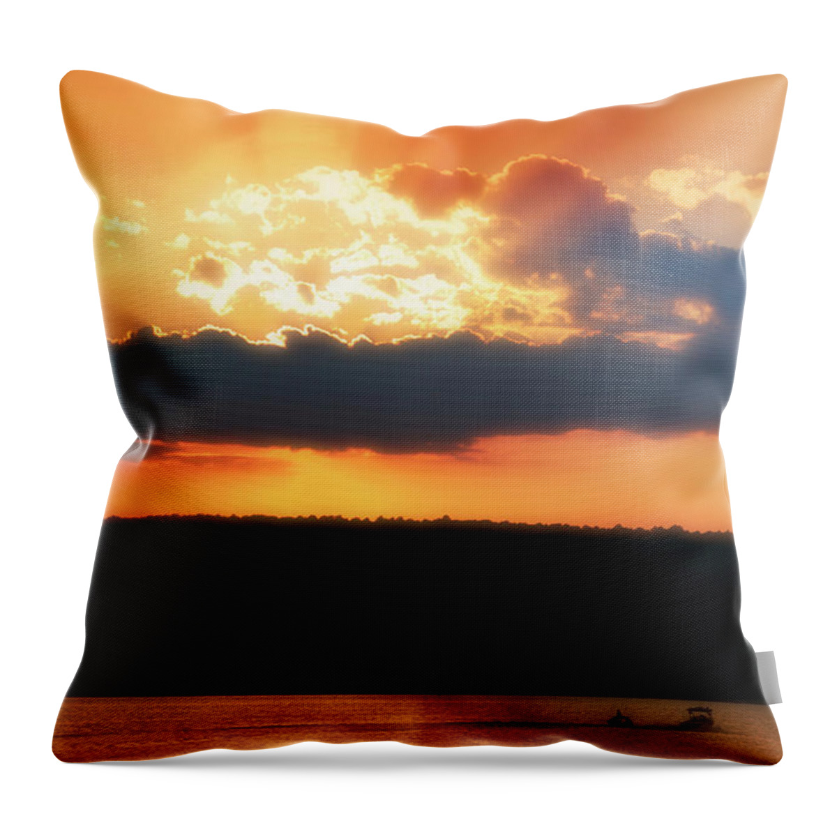 Finger Lakes New York Throw Pillow featuring the photograph Boating At Sun Set Finger Lakes New York by Thomas Woolworth