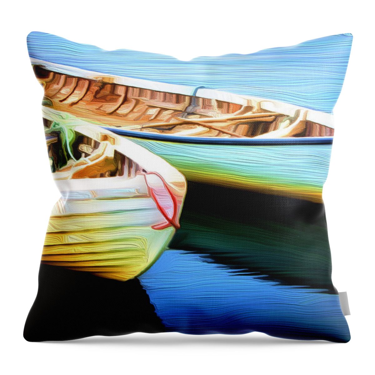 Boats Throw Pillow featuring the painting Boats by Prince Andre Faubert