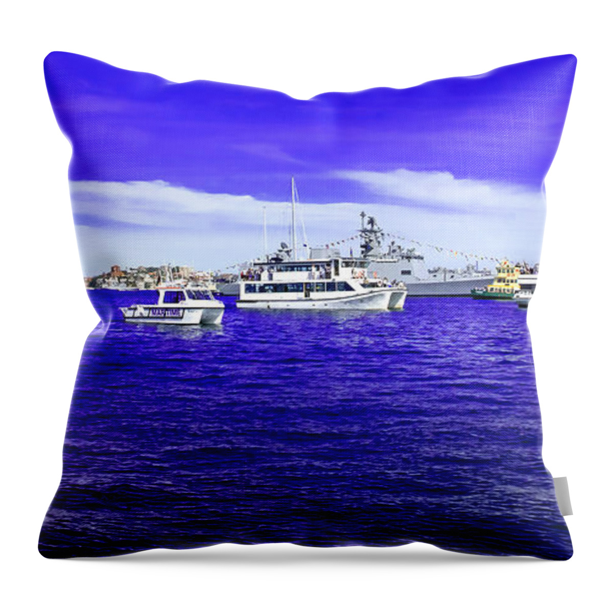 Sydney Harbour Throw Pillow featuring the photograph Boats Everywhere 3 by Miroslava Jurcik