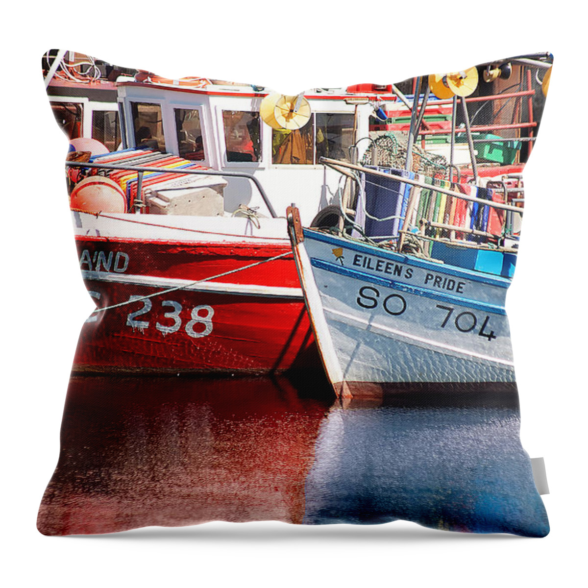 Boat Throw Pillow featuring the photograph Boats in harbour by Frank Fullard