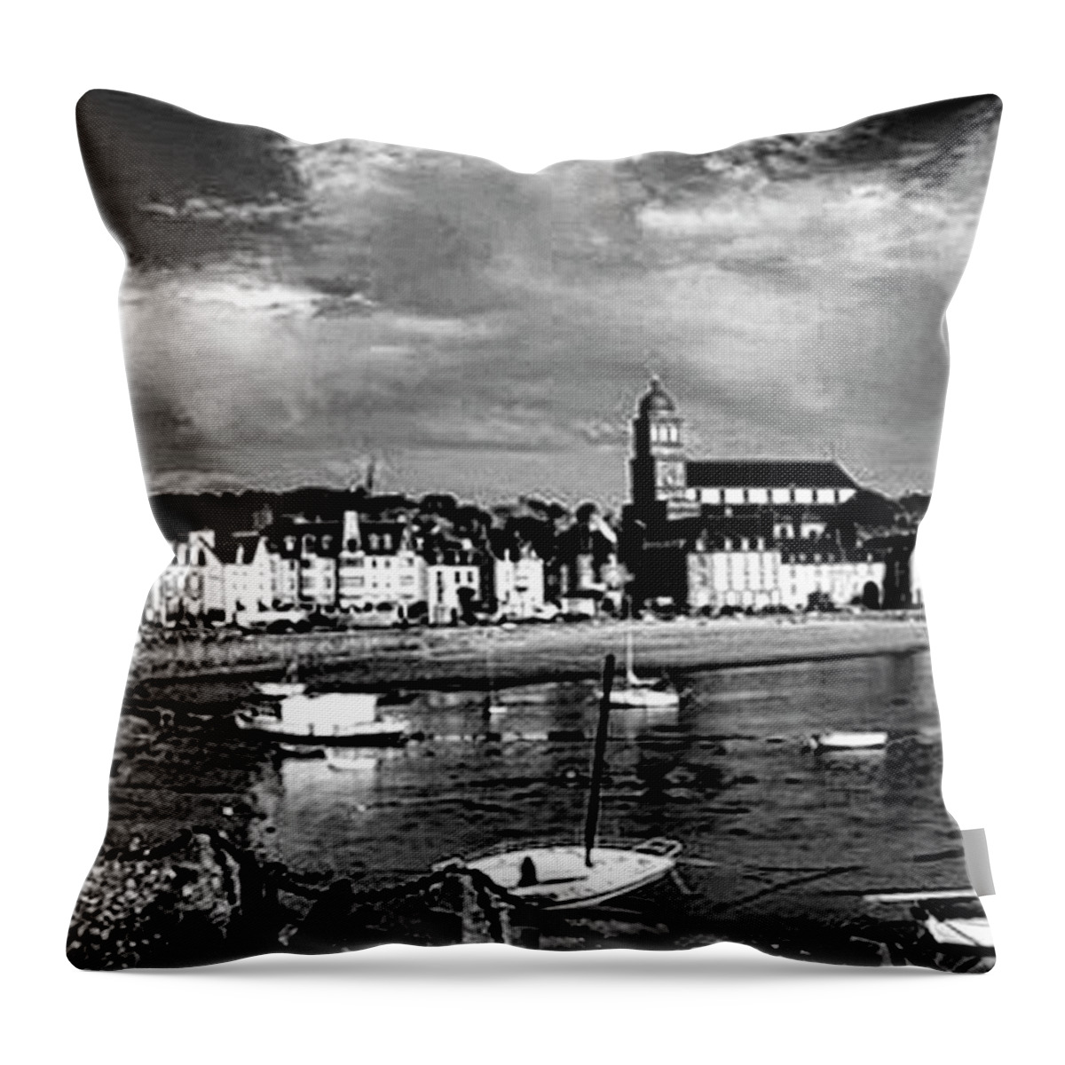 Saint Servan Anse Throw Pillow featuring the photograph Boats In The Anse by Elf EVANS