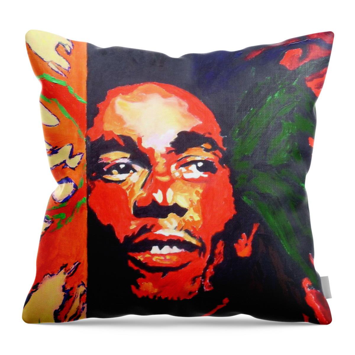 Singer Throw Pillow featuring the painting Bob Marley by Jodie Marie Anne Richardson Traugott     aka jm-ART