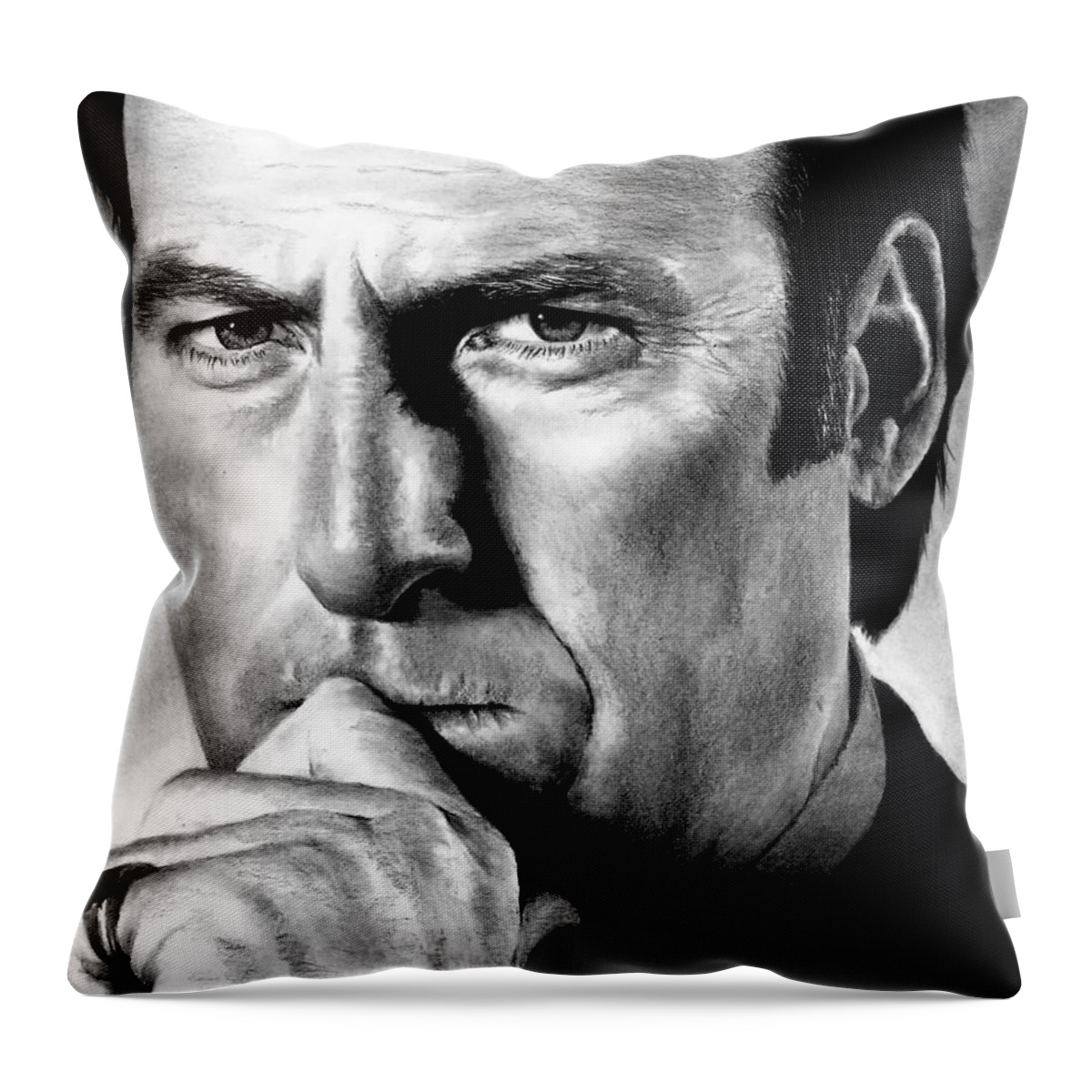 Bob Odenkirk Throw Pillow featuring the drawing Bob Odenkirk as Saul Goodman by Rick Fortson