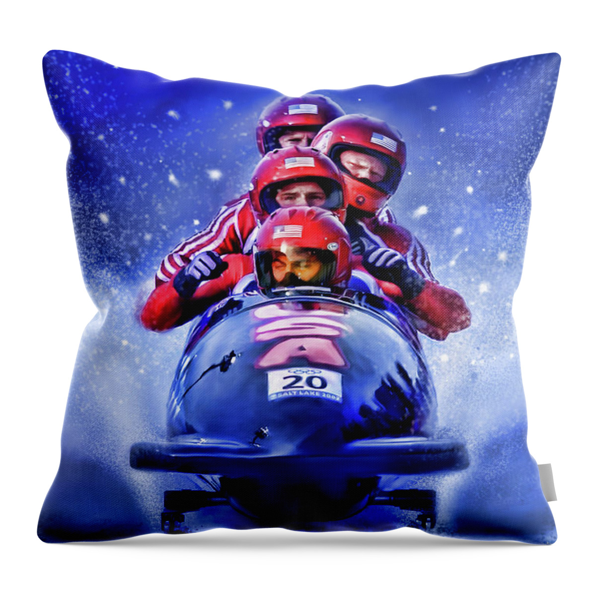 Bobsled Throw Pillow featuring the digital art Bobsled by David Luebbert