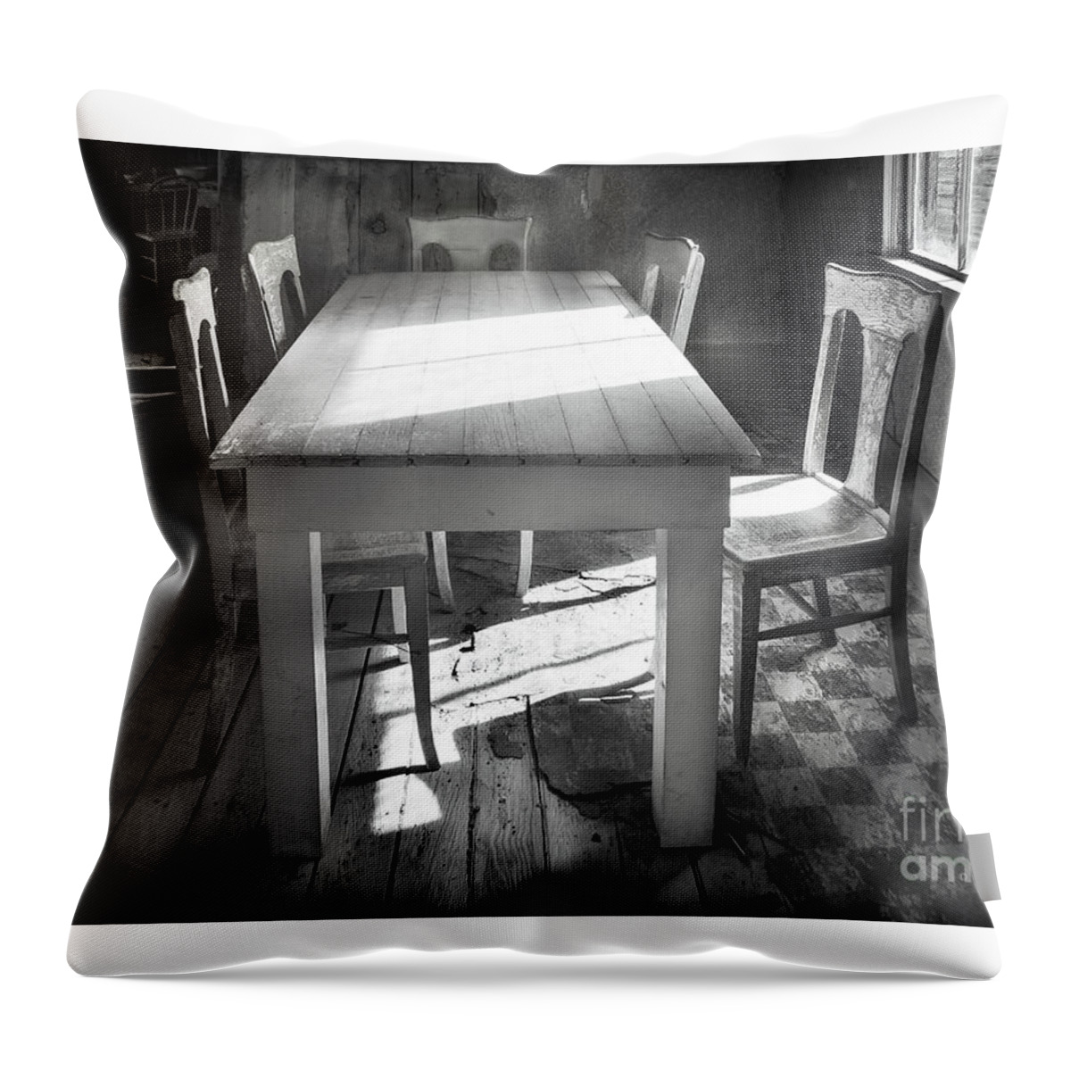 Tranquility Throw Pillow featuring the photograph Bodie Breakfast Table by Craig J Satterlee