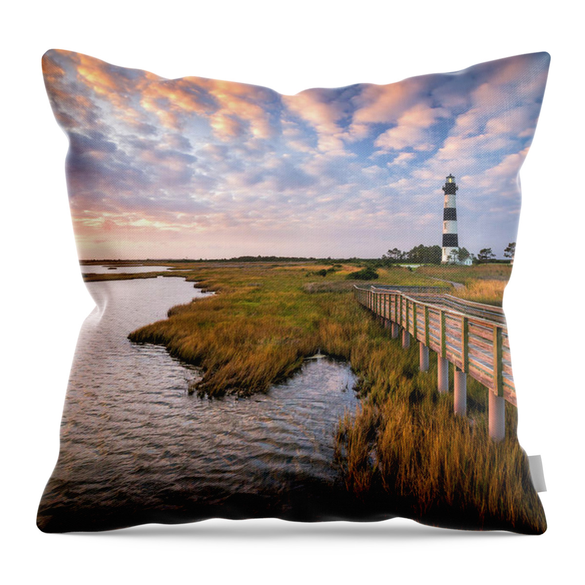 Obx Throw Pillow featuring the photograph Bodie Island Lighthouse Outer Banks North Carolina OBX NC by Dave Allen