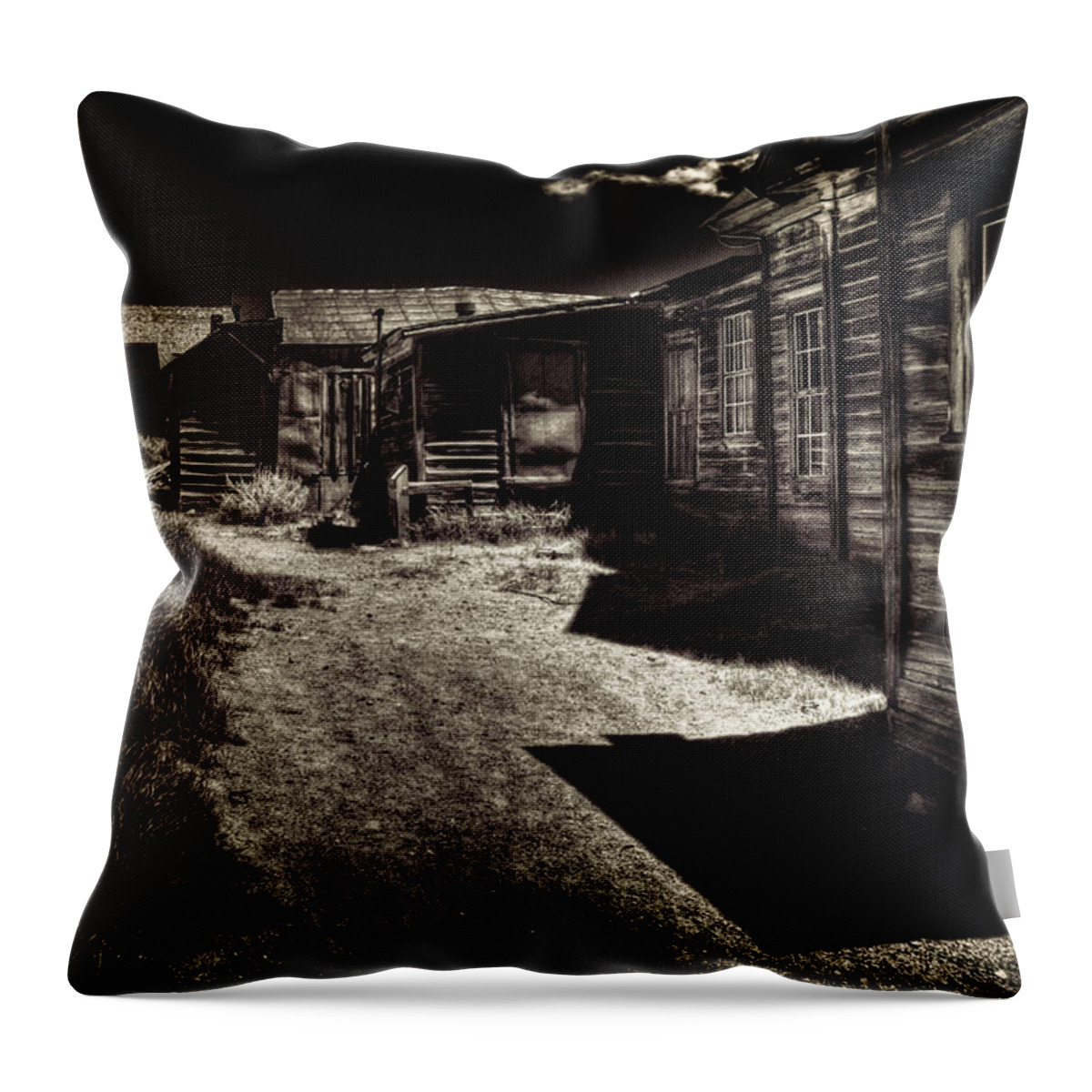 California Throw Pillow featuring the photograph Bodie Side Street by Roger Passman