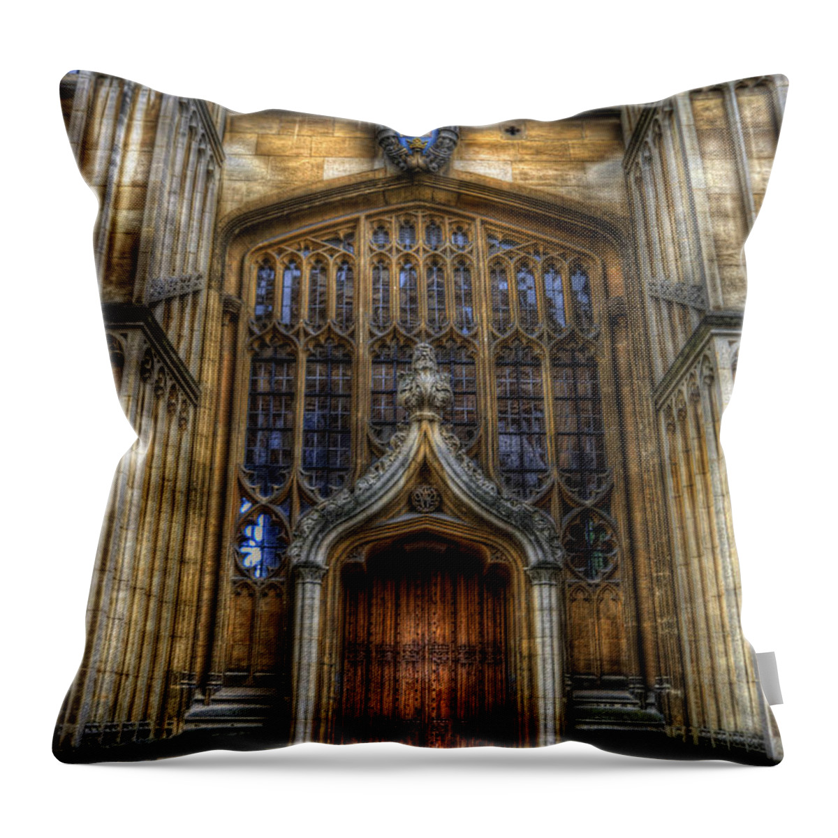 Yhun Suarez Throw Pillow featuring the photograph Bodleian Library Door - Oxford by Yhun Suarez