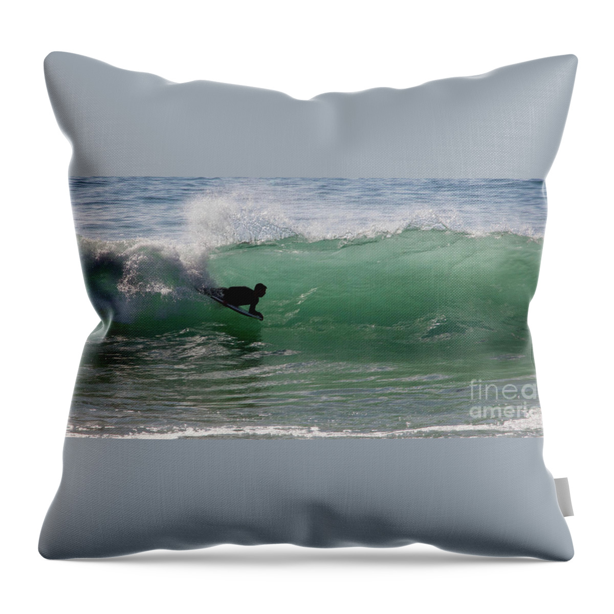 Body Surfer Throw Pillow featuring the photograph Body Surfer by Jim Gillen