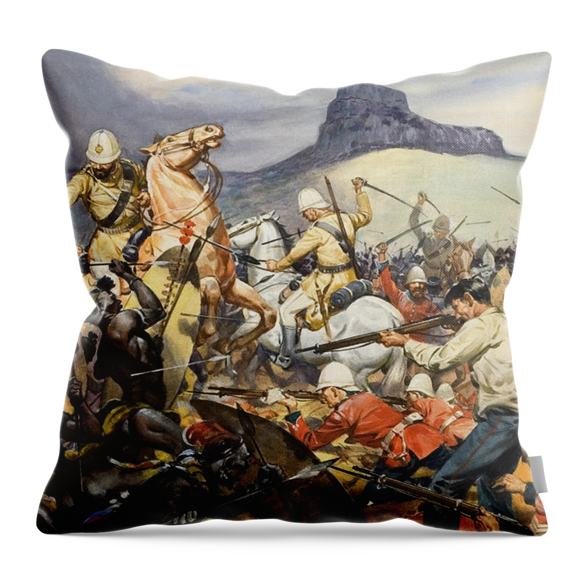 Boers And Natives Throw Pillow featuring the painting Boers and Natives by James Edwin McConnell