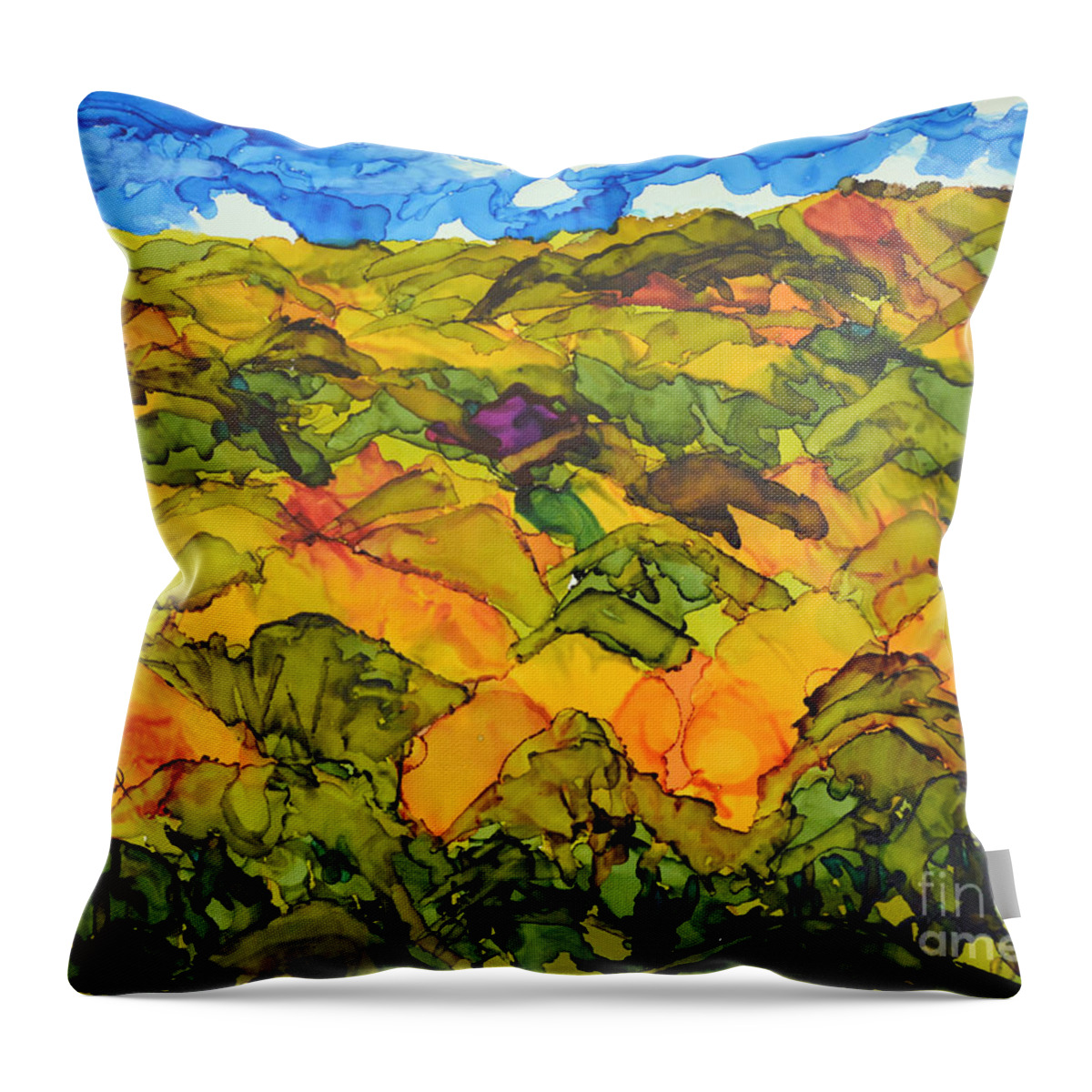 Chocolate Hills Throw Pillow featuring the painting Bohol Philippines by Vicki Housel