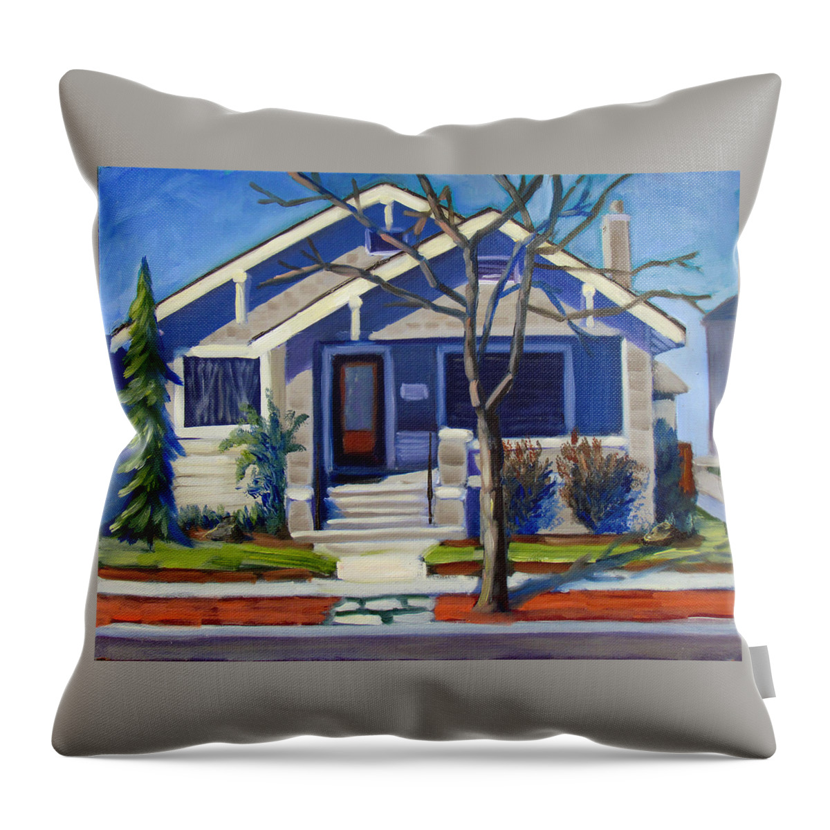 Boise Throw Pillow featuring the painting BOISE Ridenbaugh St by Kevin Hughes