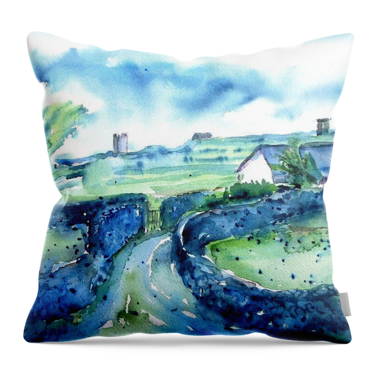  Ireland Art Throw Pillow featuring the painting Boithrin Inisheer by Trudi Doyle