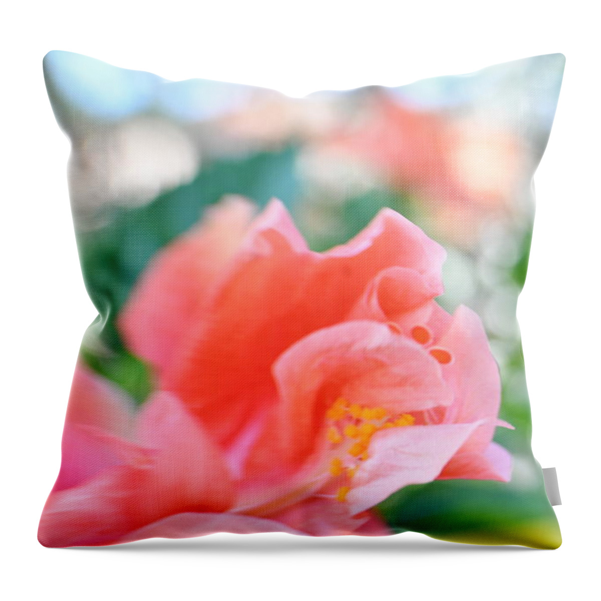 Flower Throw Pillow featuring the photograph Bokeh Hibiscus by Artful Imagery
