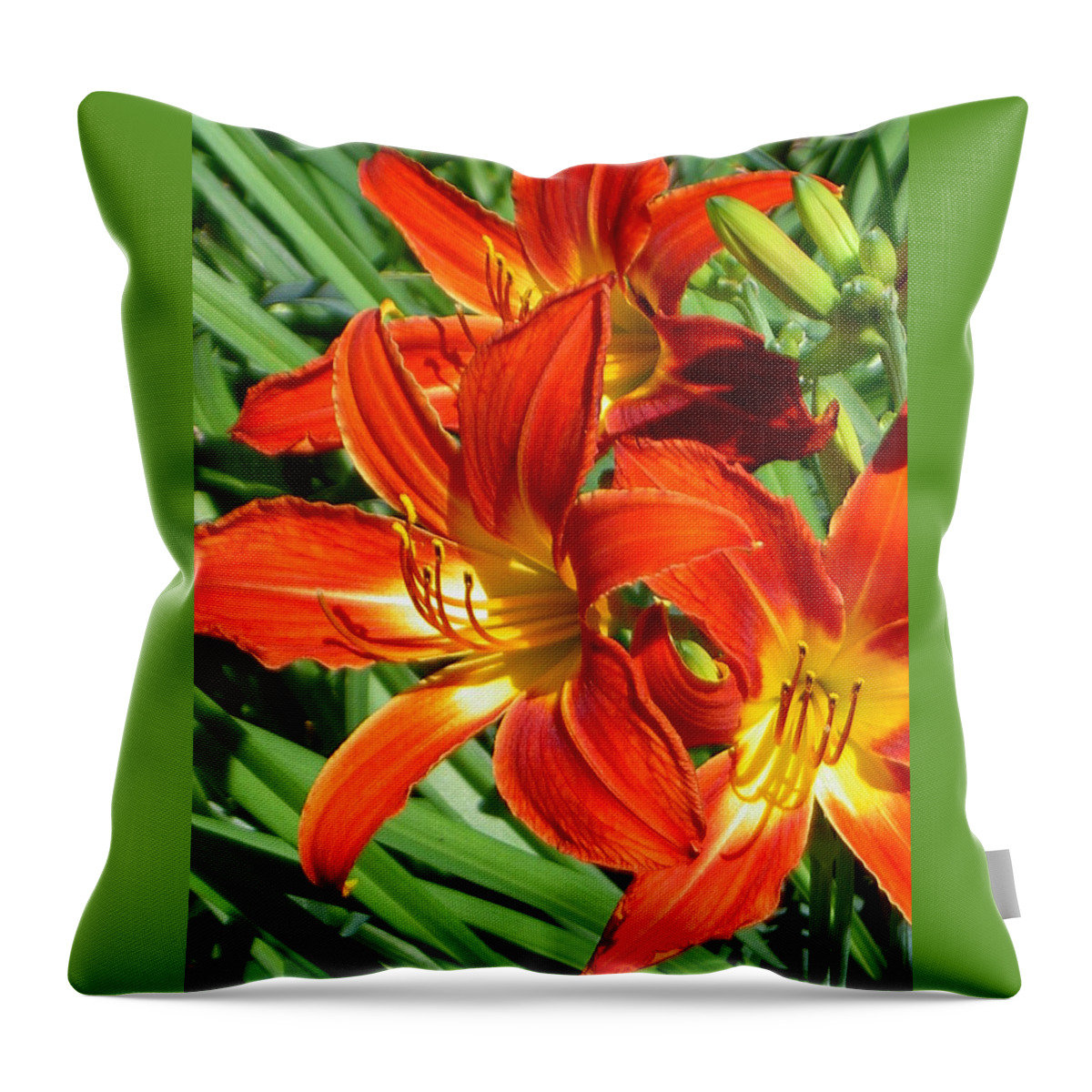 Red Throw Pillow featuring the photograph Bold and Beautiful Lilies by Carolyn Jacob