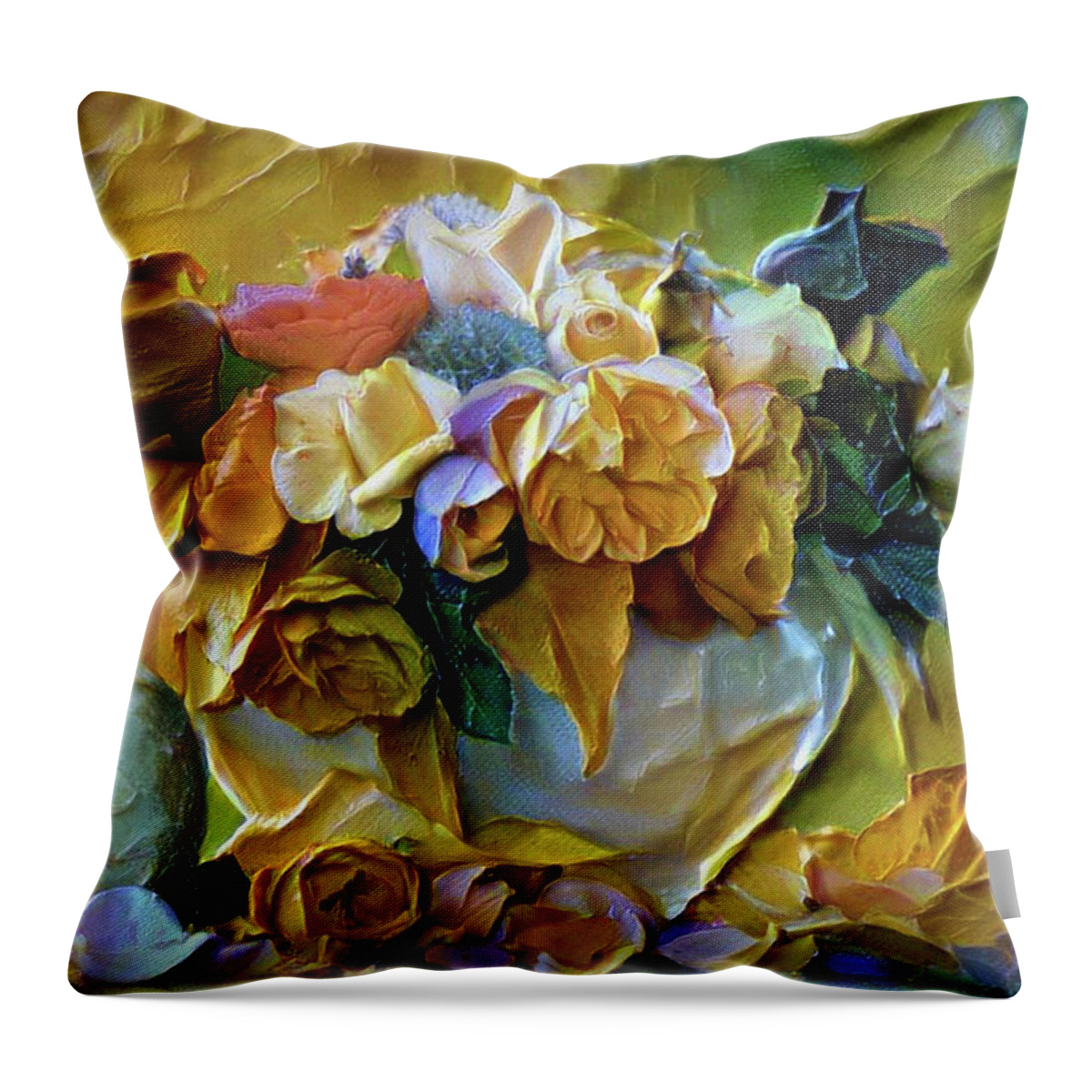 Bold Bouquet Throw Pillow featuring the painting Bold Bouquet by Lilia S