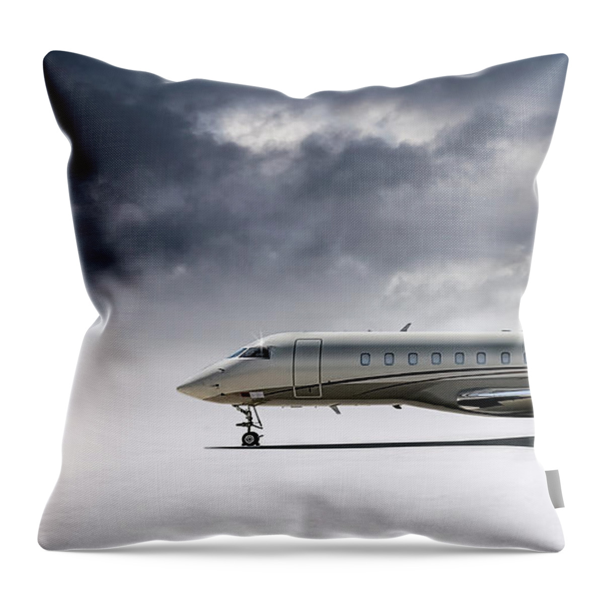 Aviation Throw Pillow featuring the digital art Bombardier Global 5000 by Douglas Pittman