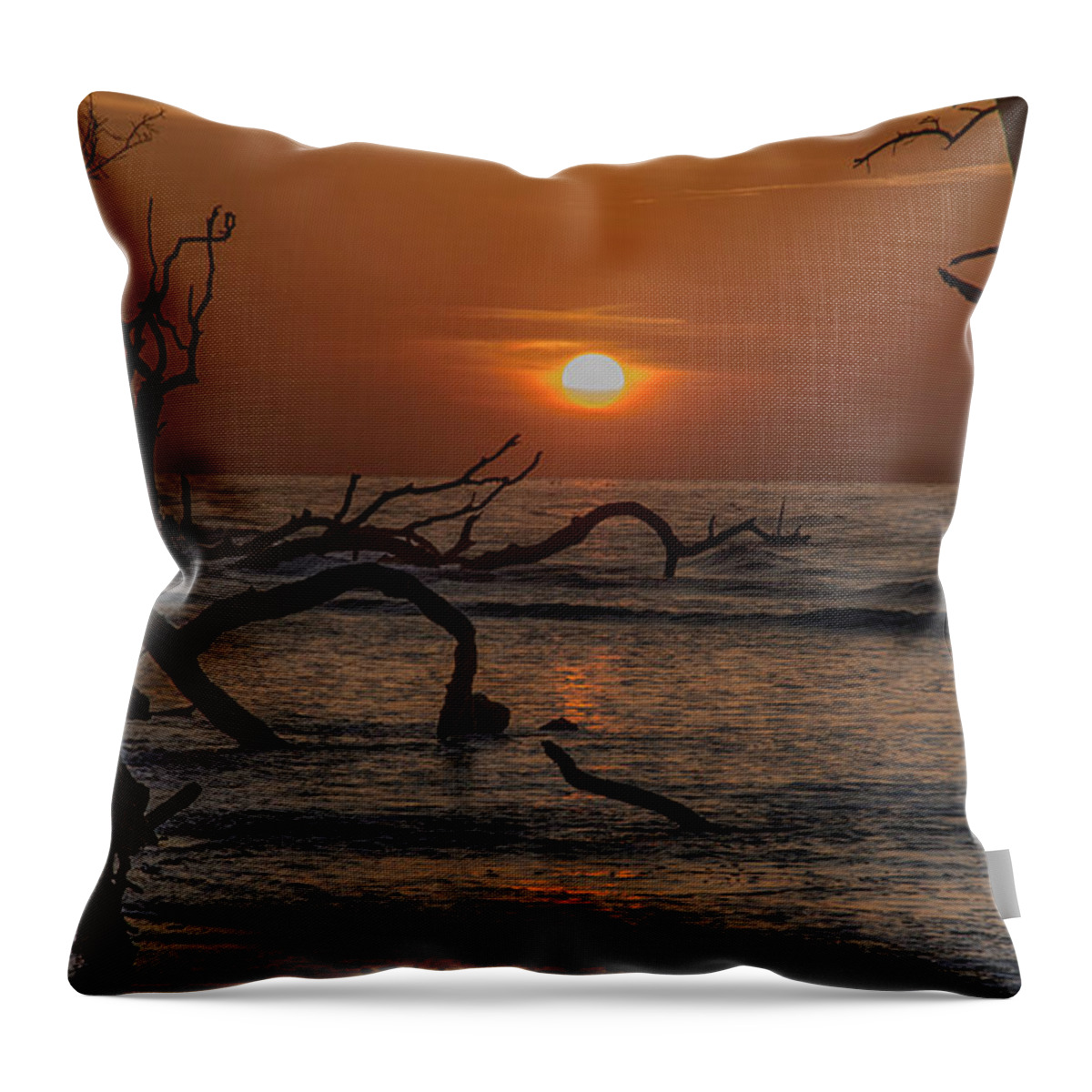 Sunrise Throw Pillow featuring the photograph Boneyard Beach by Jim Cook