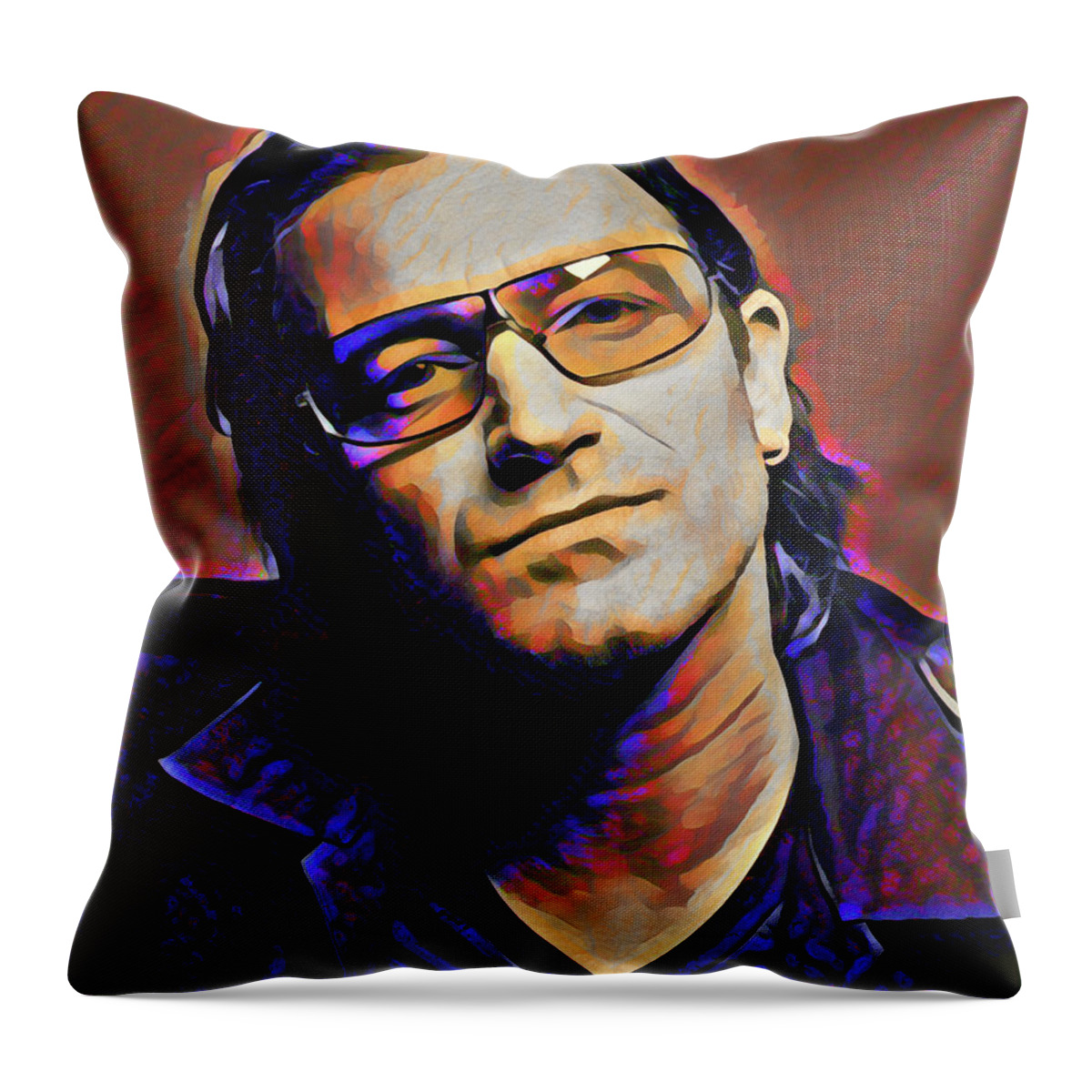 Singer Throw Pillow featuring the digital art Bono by Gary Grayson