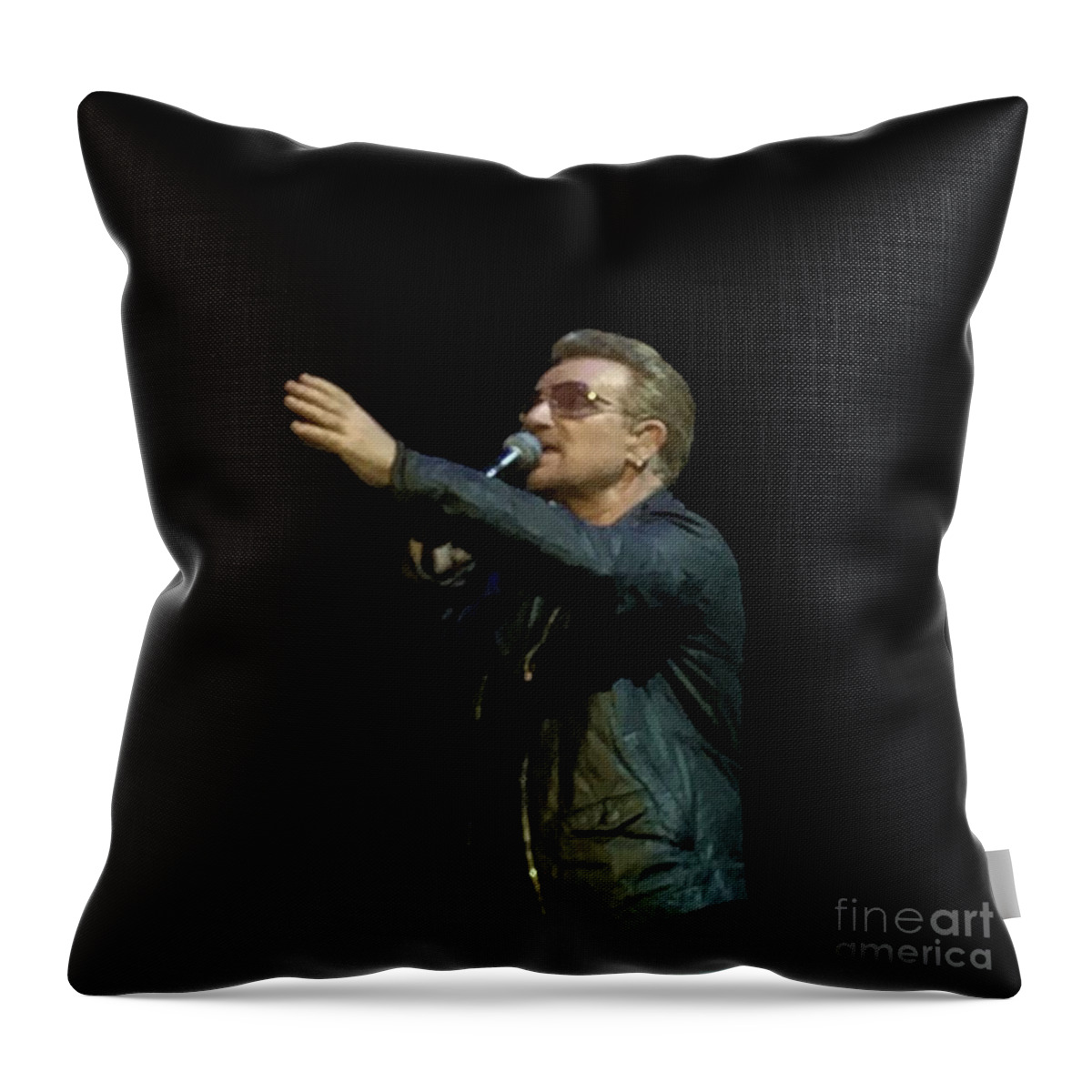 Bono Throw Pillow featuring the photograph Bono - U2 by Doc Braham