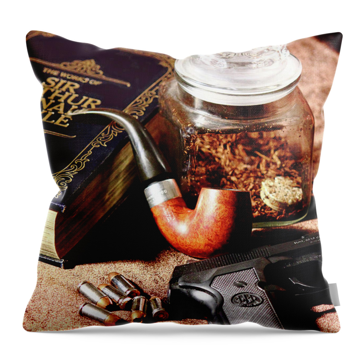 Beretta Throw Pillow featuring the photograph Books and Bullets by Barry Jones