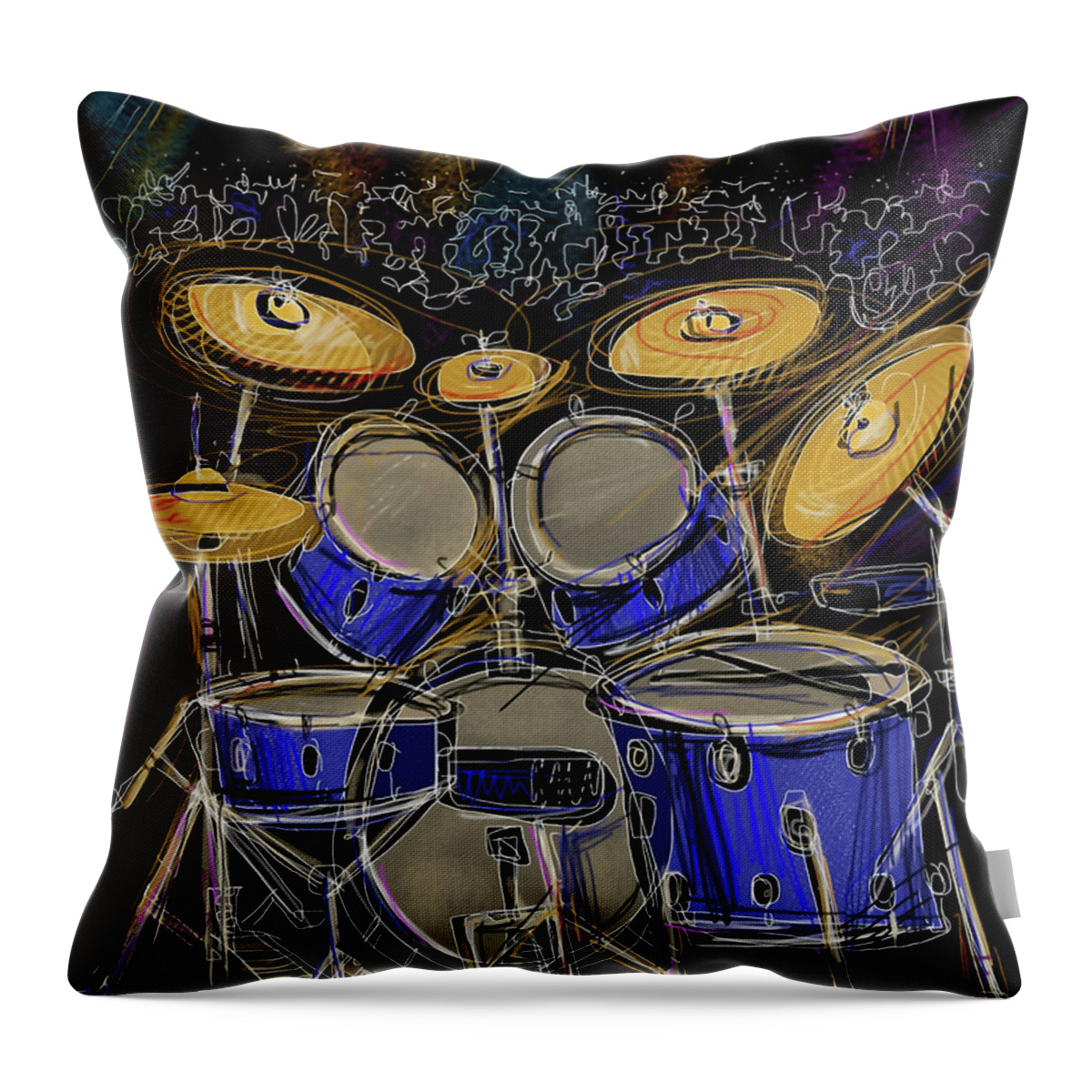 Drums Throw Pillow featuring the digital art Boom crash by Russell Pierce