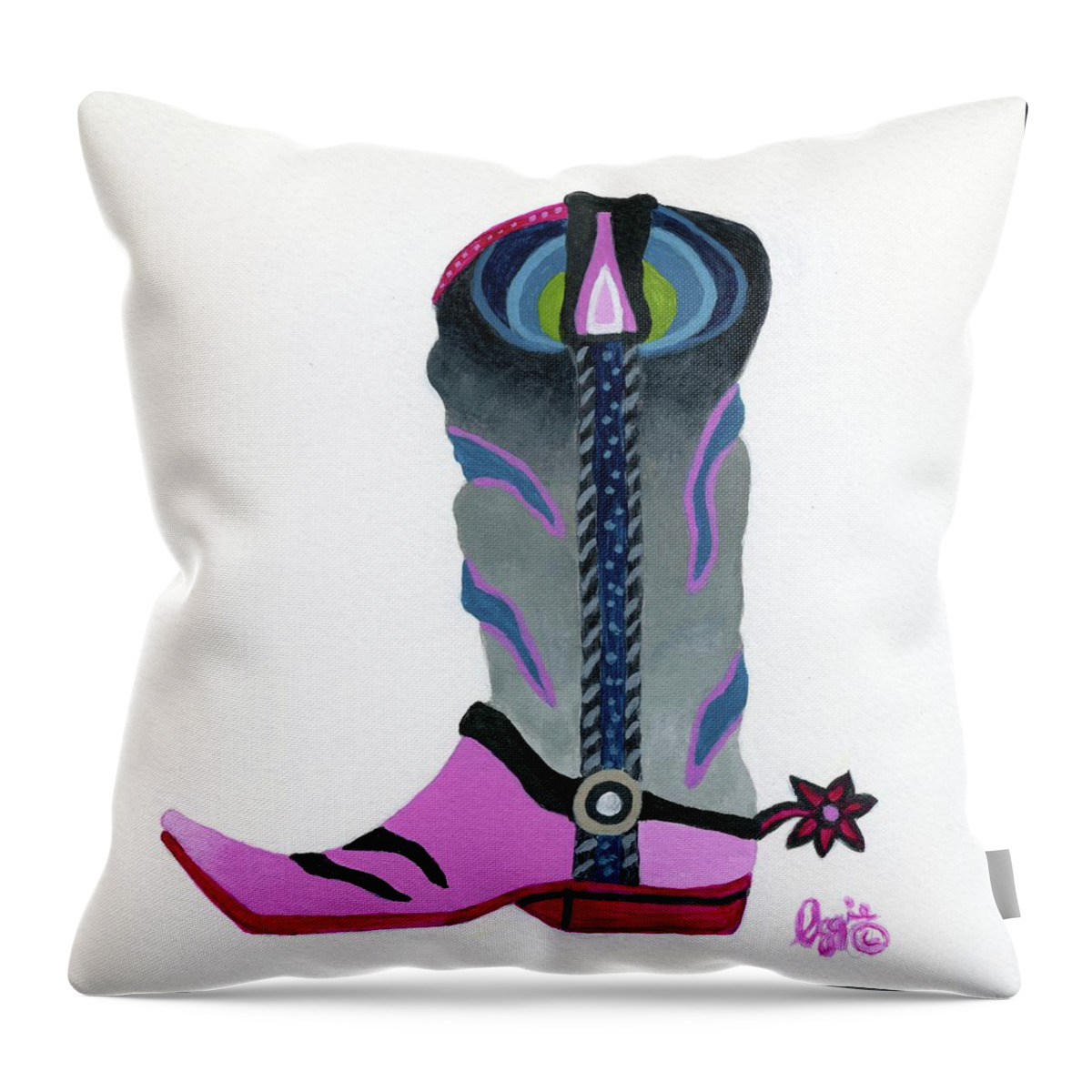 Cowboy Throw Pillow featuring the painting Boot Scootin by Stephanie Agliano