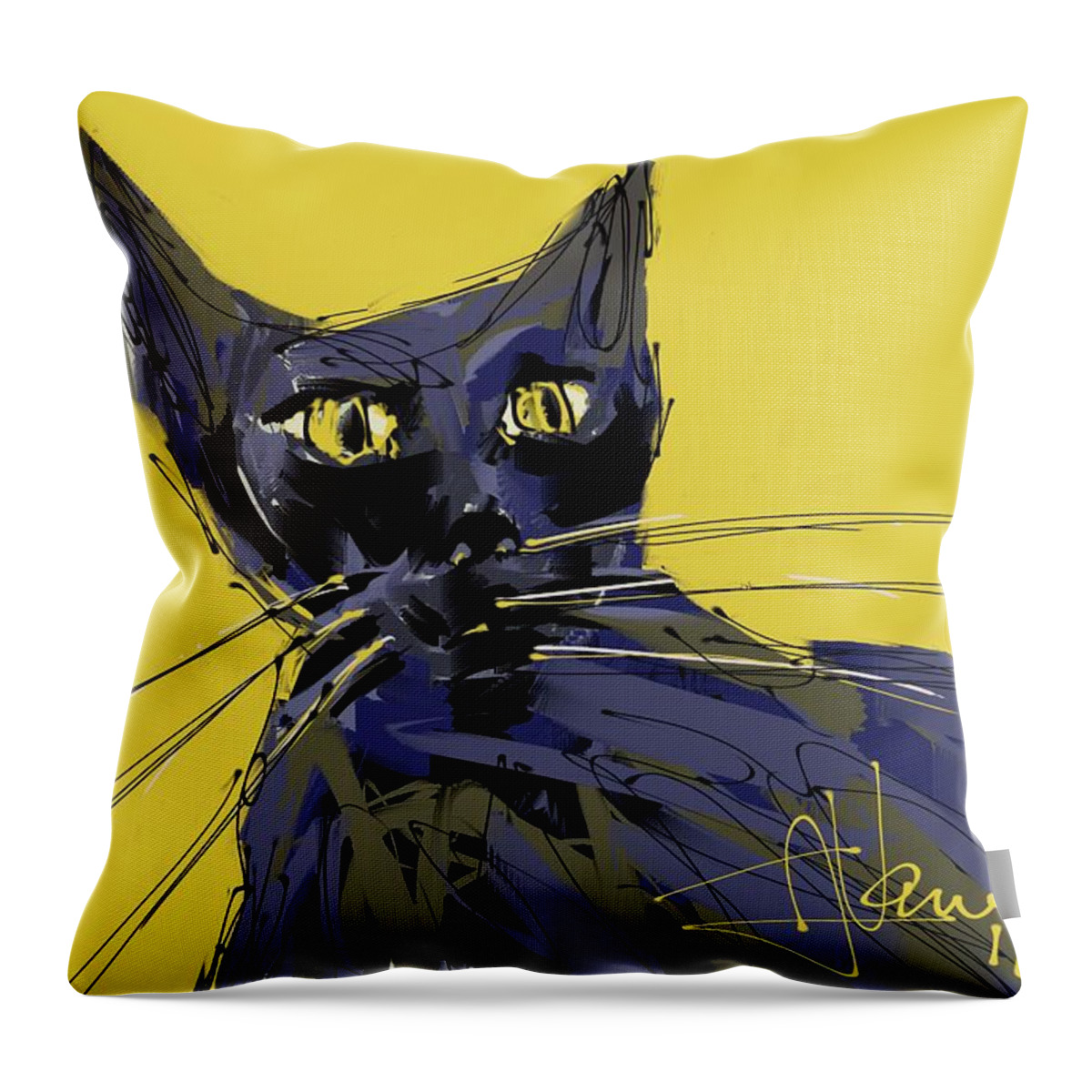 Cat Throw Pillow featuring the digital art Boots by Jim Vance
