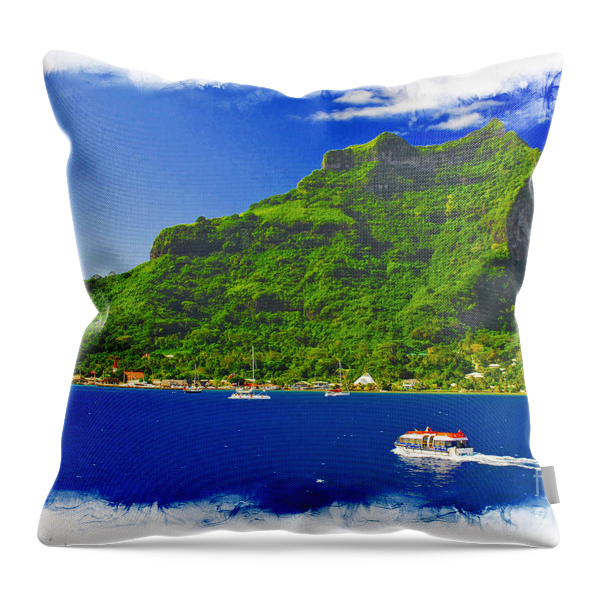 French Polynesia Throw Pillow featuring the photograph Bora Bora French Poynesia Ver 2 by Larry Mulvehill