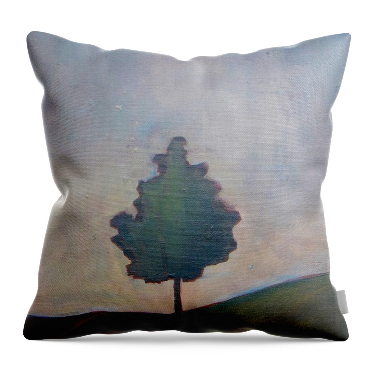 Tree Throw Pillow featuring the painting Bordering Tree by Vesna Antic