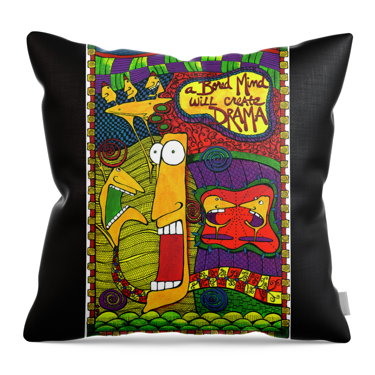 Gallery Throw Pillow featuring the painting Bored Mind by Dar Freeland