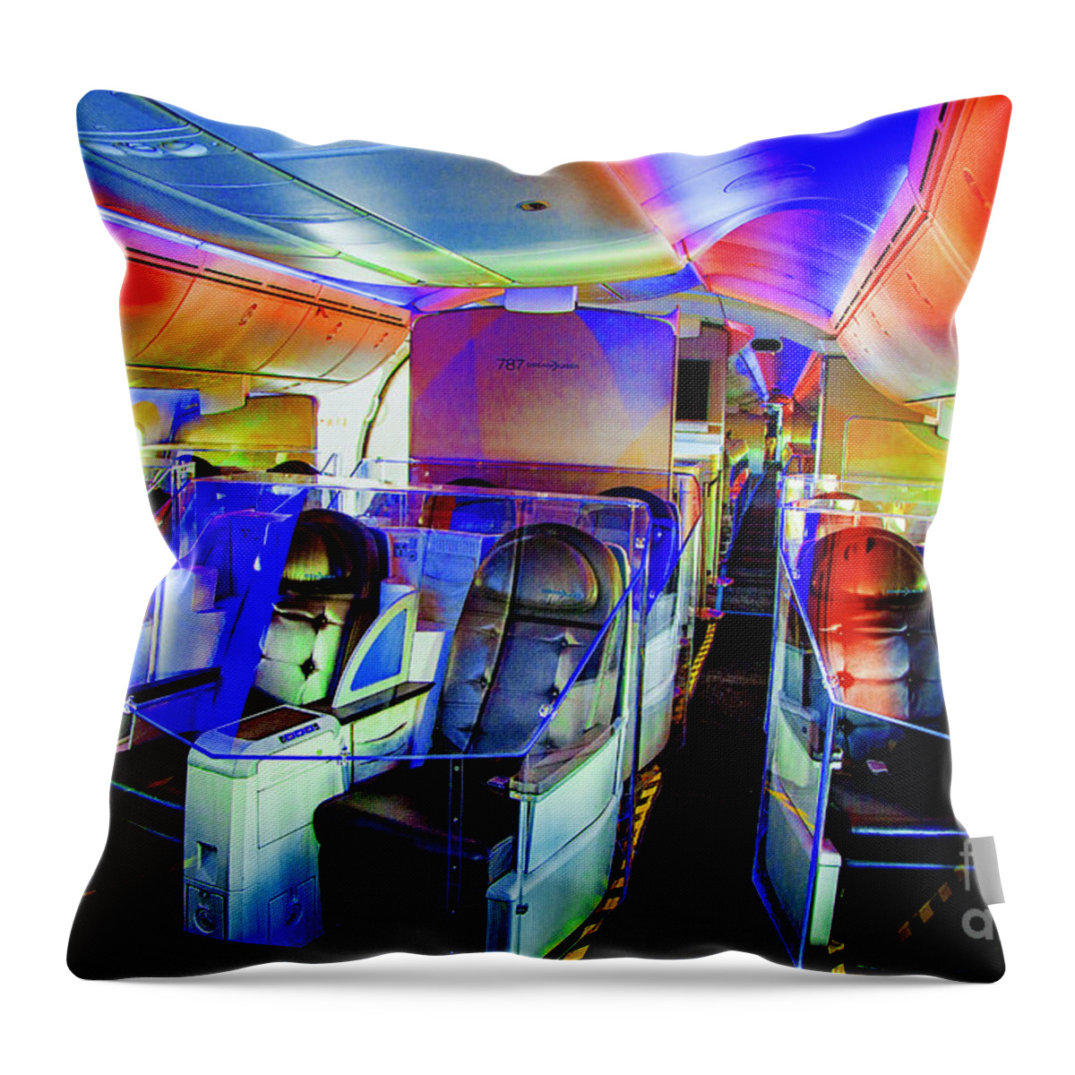 Boeing 787 Interiors Aircraft Throw Pillow featuring the photograph Boeing 787 Interior by Rick Bragan