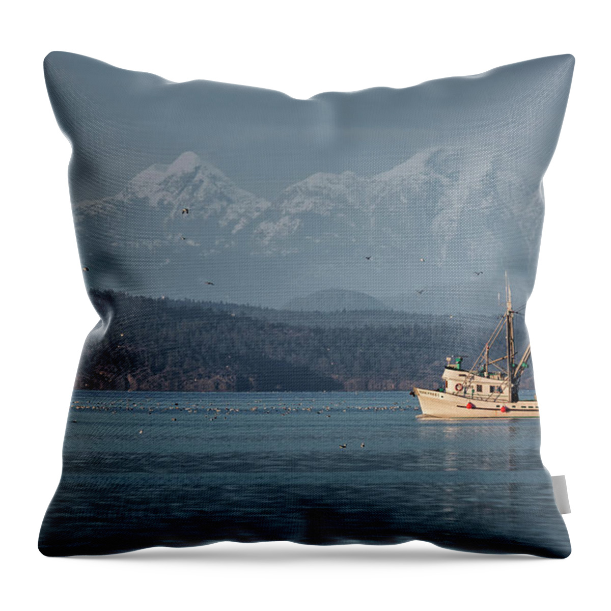 Fishing Boat Throw Pillow featuring the photograph Born Free by Randy Hall