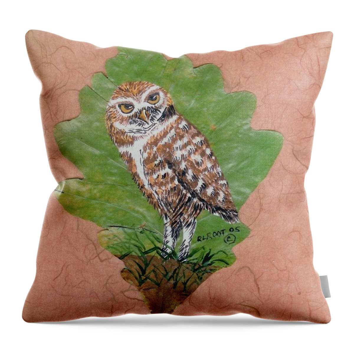 Bird Throw Pillow featuring the painting Borrowing Owl by Ralph Root