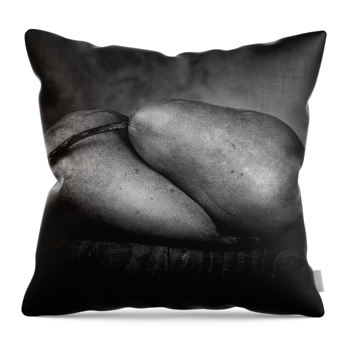 Fruit Throw Pillow featuring the photograph Bosc Pears in Black and White by Tom Mc Nemar
