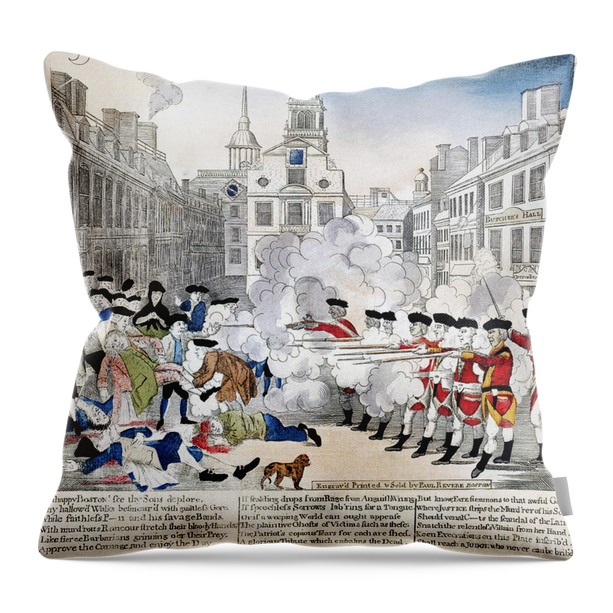 1770 Throw Pillow featuring the photograph Boston Massacre, 1770 by Granger
