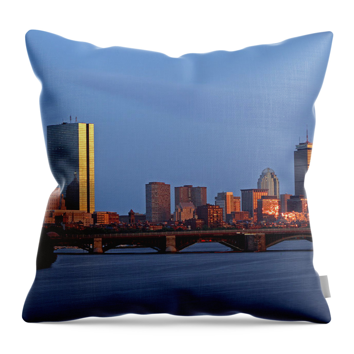 Boston Throw Pillow featuring the photograph Boston Skyline Sunset by Juergen Roth