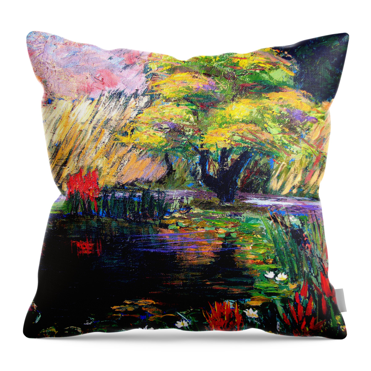 Art Nomad Throw Pillow featuring the painting Botanical Garden in Lund Sweden by Art Nomad Sandra Hansen