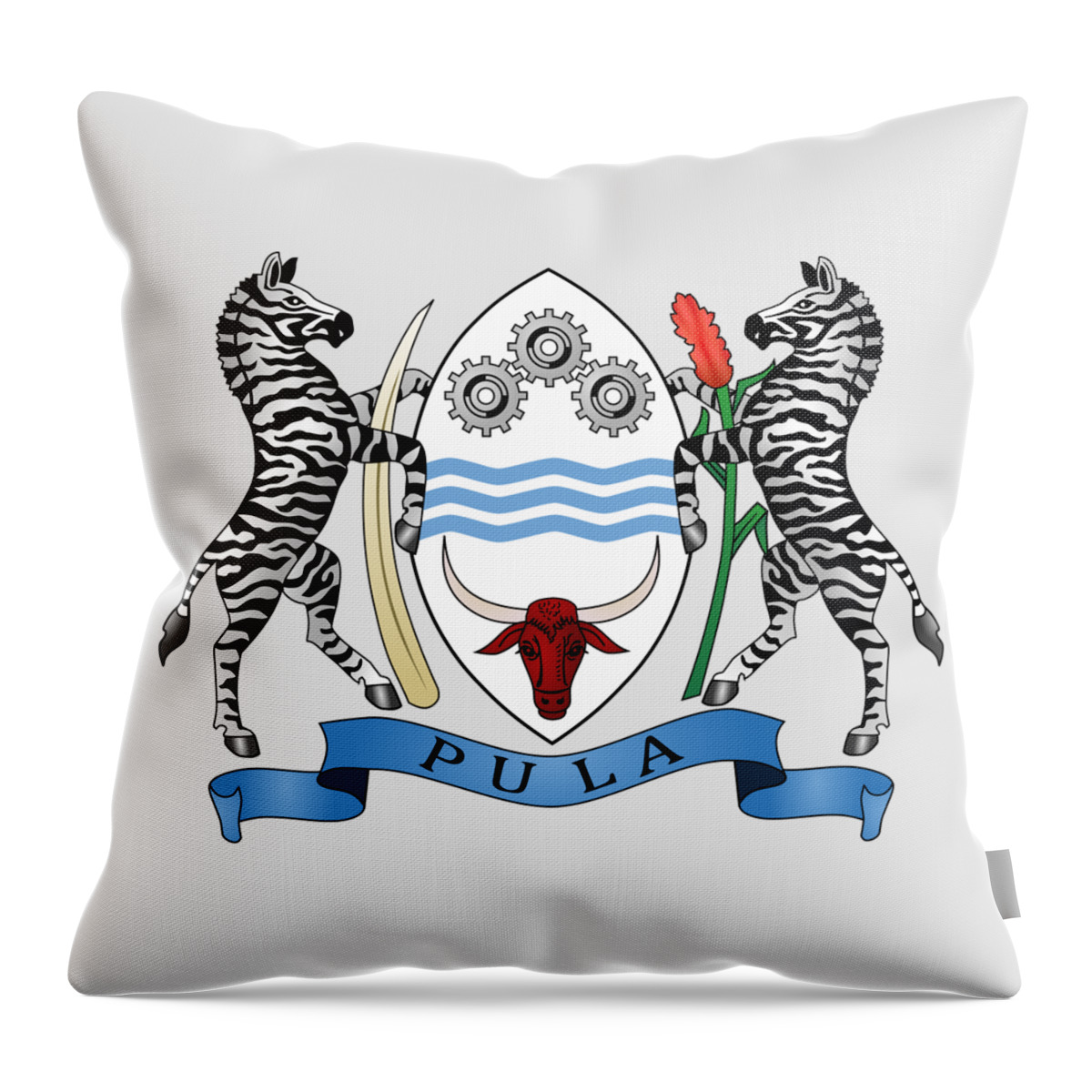 Botswana Throw Pillow featuring the drawing Botswana Coat of Arms by Movie Poster Prints