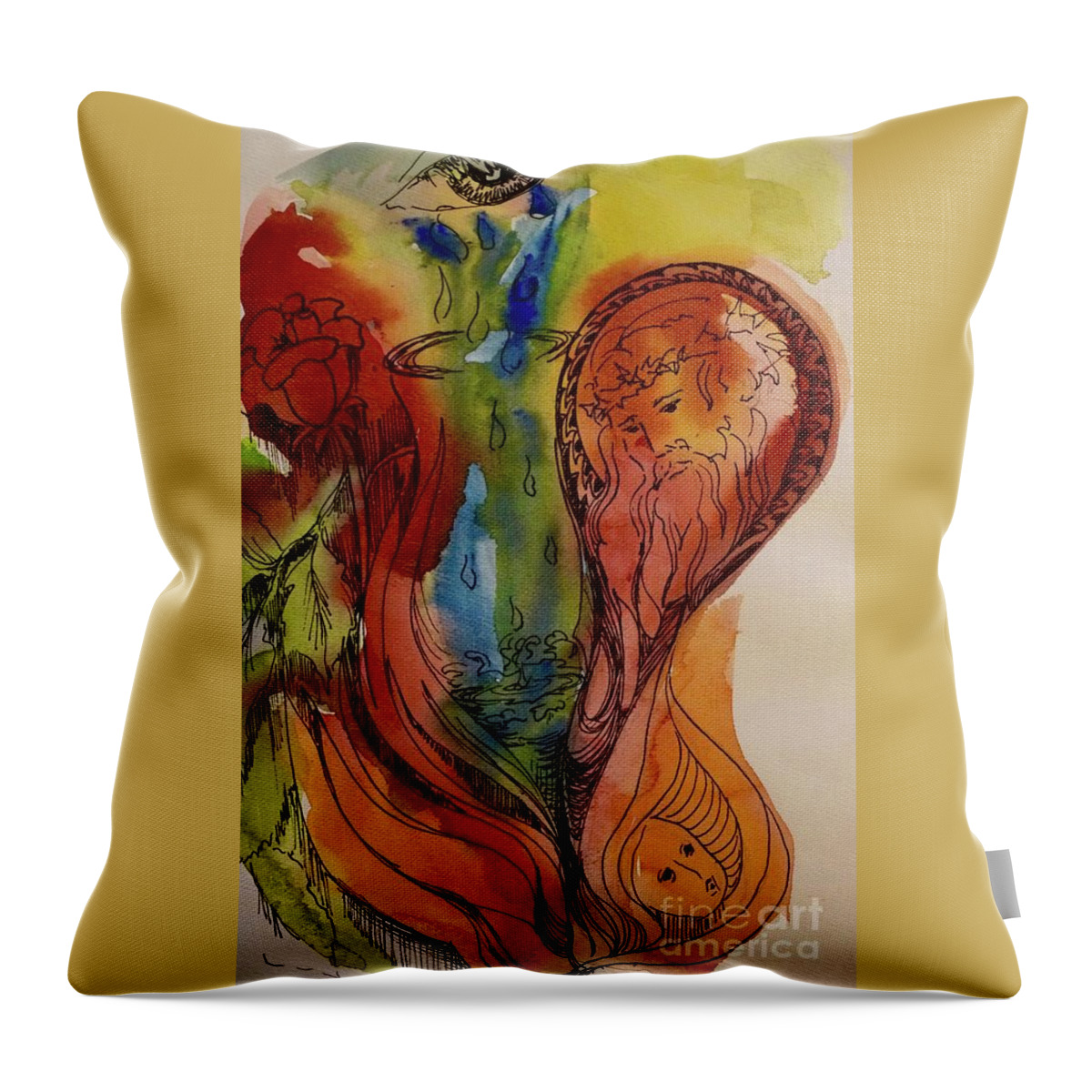 Worship Art Throw Pillow featuring the painting Bottled Tears by Genie Morgan