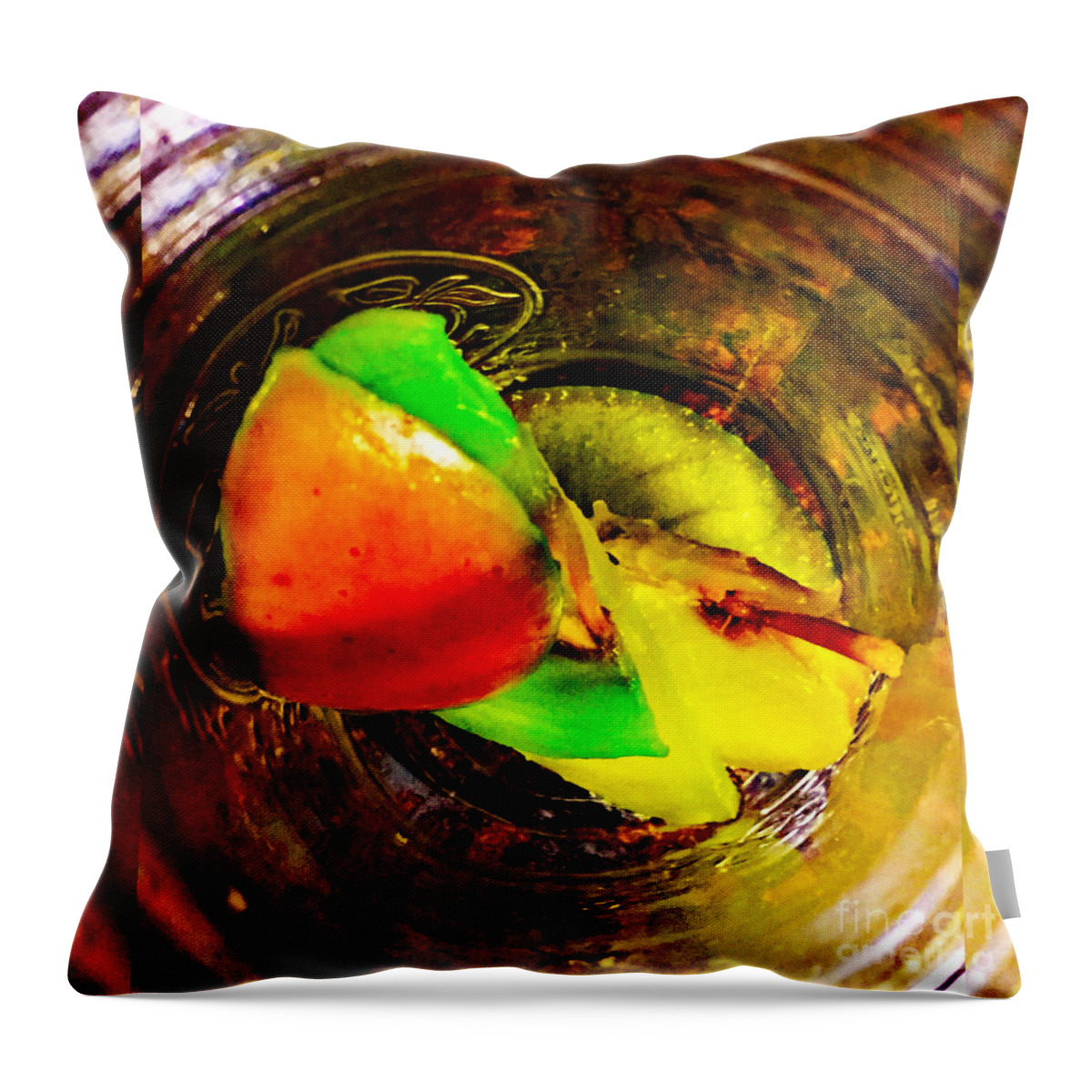 Photograph Fruit In Glass Throw Pillow featuring the digital art Bottom of the Jar by Gayle Price Thomas
