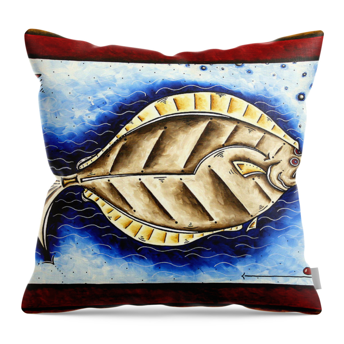 Art Throw Pillow featuring the painting BOTTOM OF THE SEA CREATURE Original MADART Painting by Megan Aroon